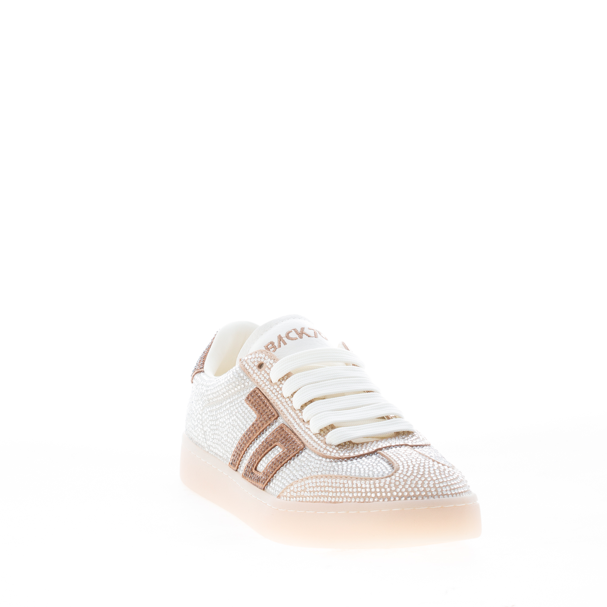 BACK 70 donna sneaker Glam Strass Shiny in camoscio con strass ARGENTO ORO e BRONZO - immagine 2