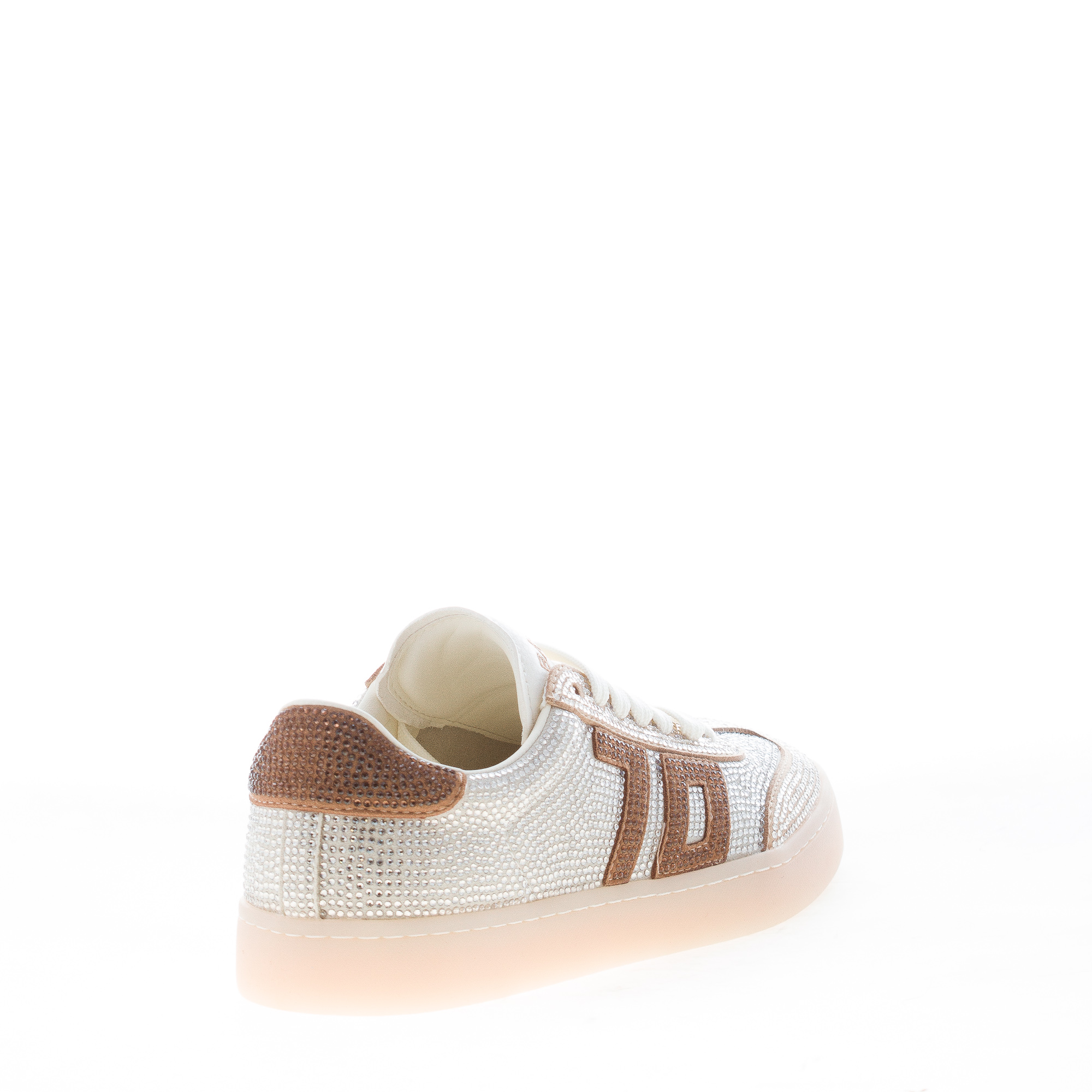 BACK 70 donna sneaker Glam Strass Shiny in camoscio con strass ARGENTO ORO e BRONZO - immagine 3
