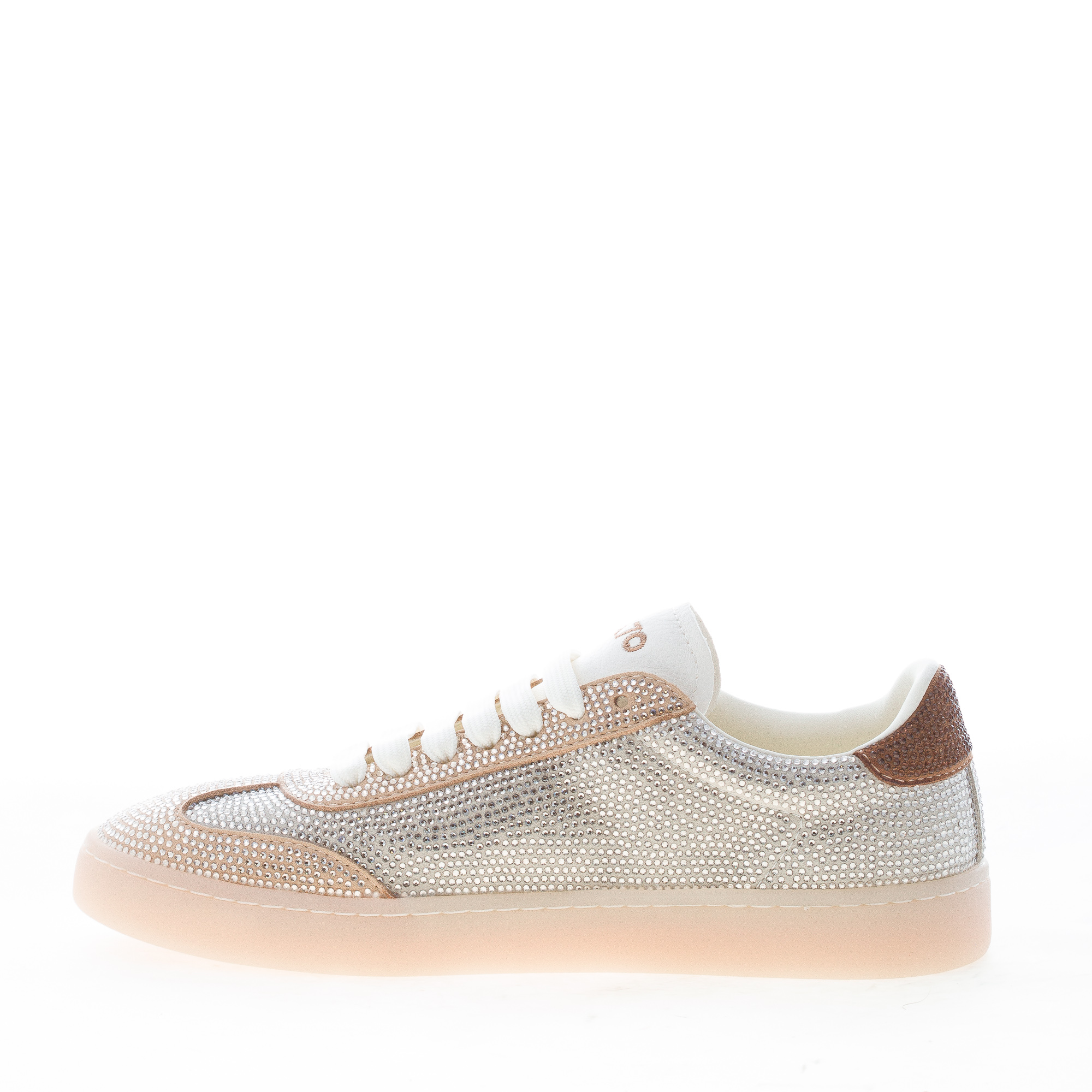 BACK 70 donna sneaker Glam Strass Shiny in camoscio con strass ARGENTO ORO e BRONZO - immagine 4