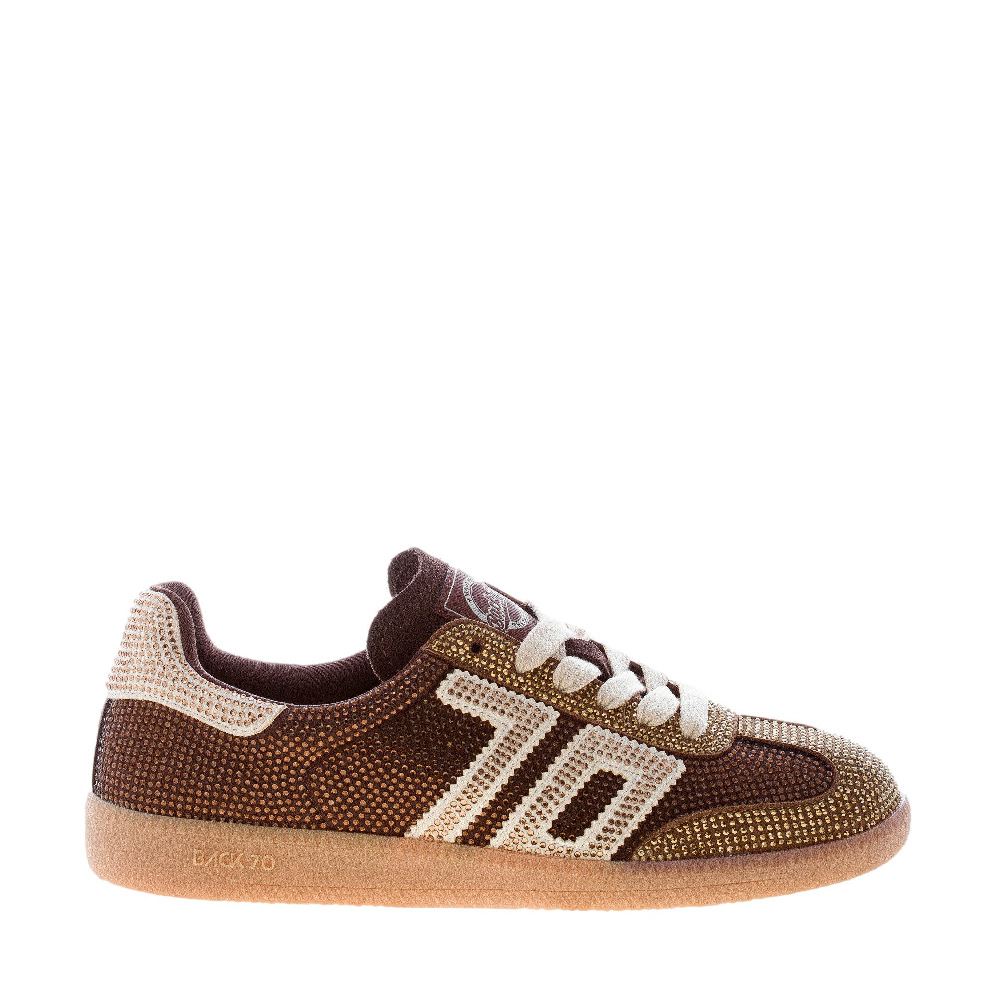 BACK 70 donna sneaker Cloud Star Strass COFFEE-GOLD
