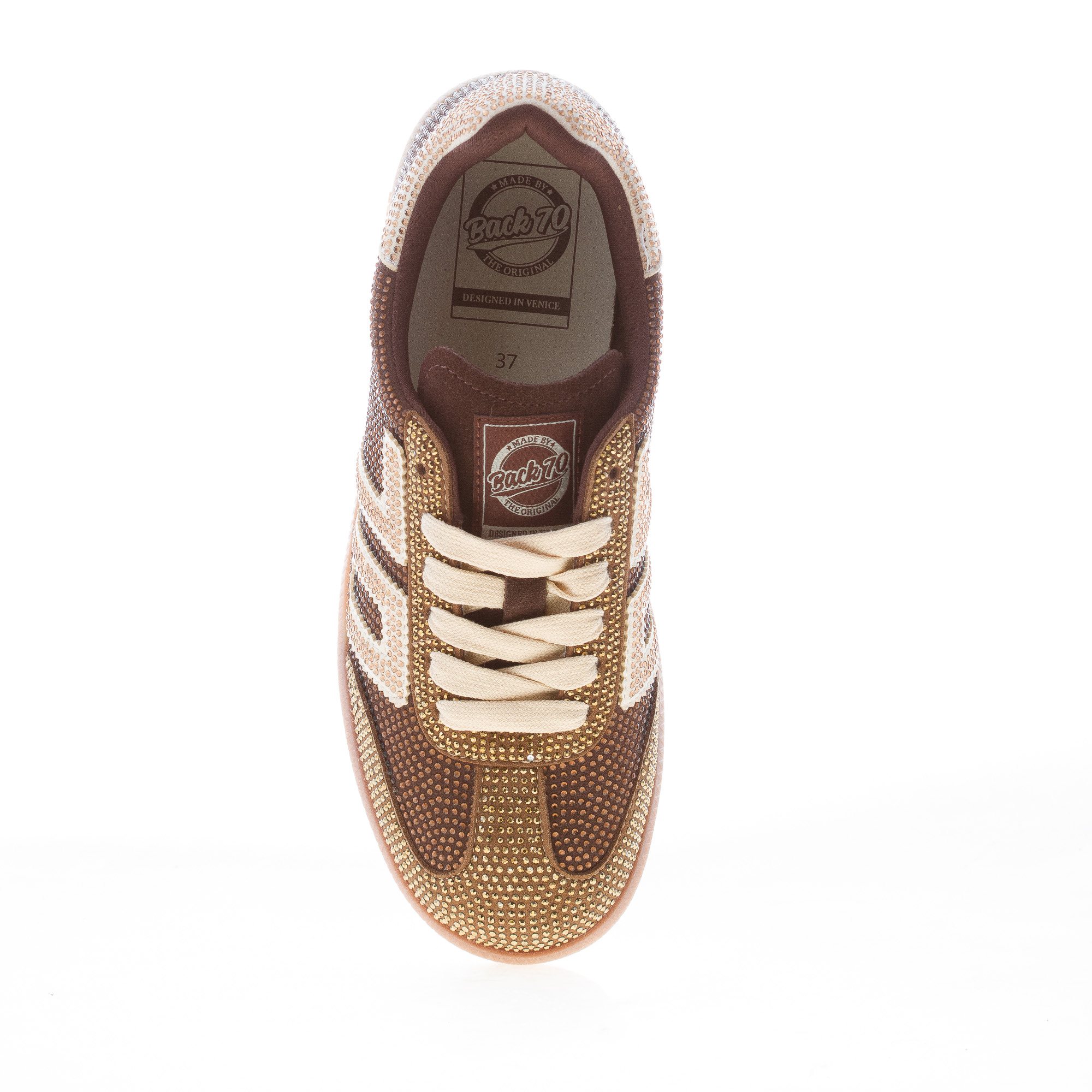 BACK 70 donna sneaker Cloud Star Strass COFFEE-GOLD - immagine 5